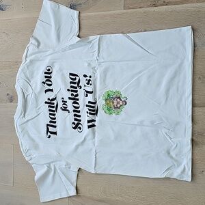 NWT Flying Monkey Fly High "Thank You for Smoking With Us!" Organic Cotton Tee